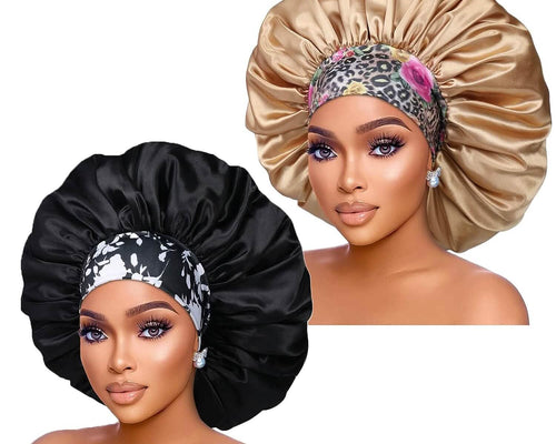 2-Pack: Extra Large Satin Bonnets for Sleeping