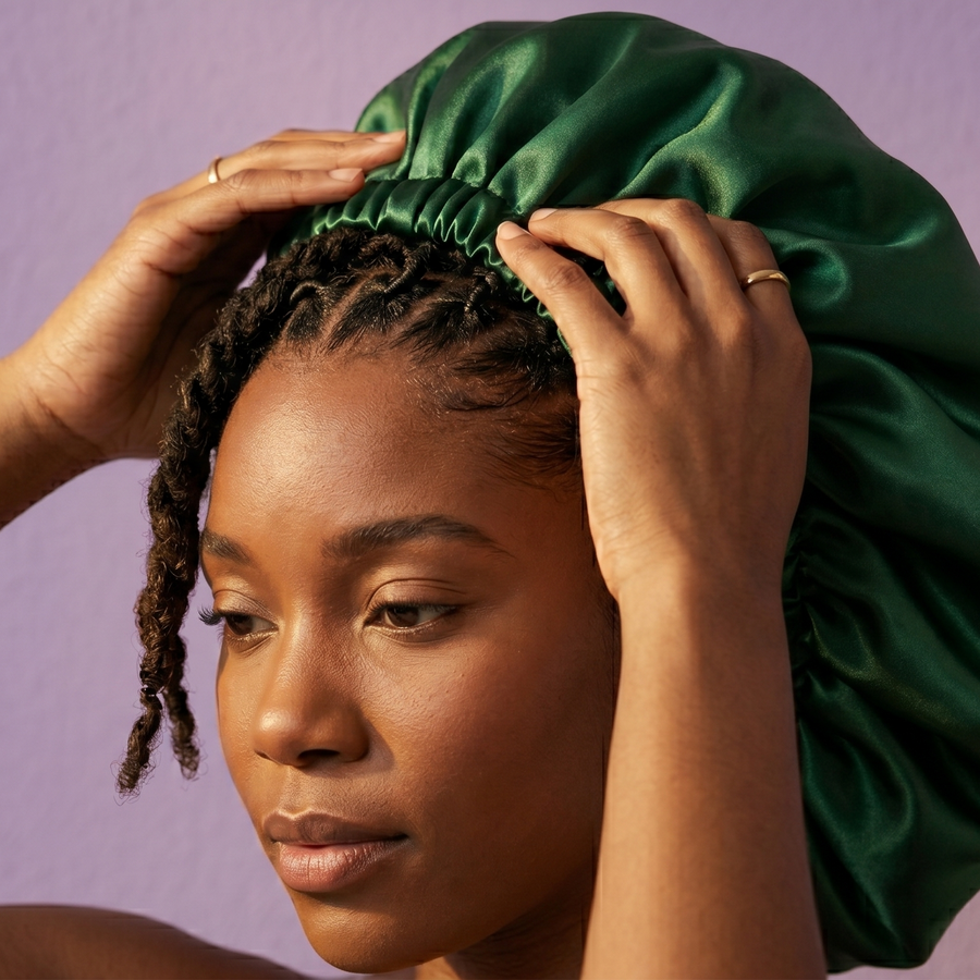 Long Satin Silk Hair Bonnet for Sleeping Women Sleep Bonnet Cap with Tie Band for Curly Hair Braid Locs