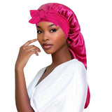 Women's Long Tail Satin Sleep Bonnet | Braids & Locs Night Cap