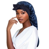 Women's Long Tail Satin Sleep Bonnet | Braids & Locs Night Cap