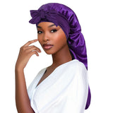Women's Long Tail Satin Sleep Bonnet | Braids & Locs Night Cap